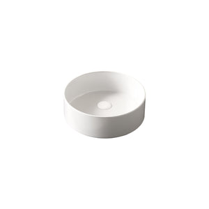 English Elm 14'' Round Vessel Ceramic Sink for Countertops — Glossy White 14.17"x4.72" Basin, Durable, No Faucet W2615P210179
