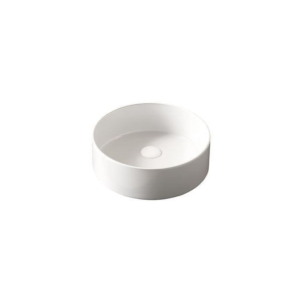 English Elm 14'' Round Vessel Ceramic Sink for Countertops — Glossy White 14.17"x4.72" Basin, Durable, No Faucet W2615P210179