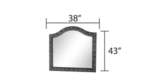 English Elm Sophia Velvet Tufted Wall Mirror with Crystal Button Detail for Glam Bedroom Decor 733569211203