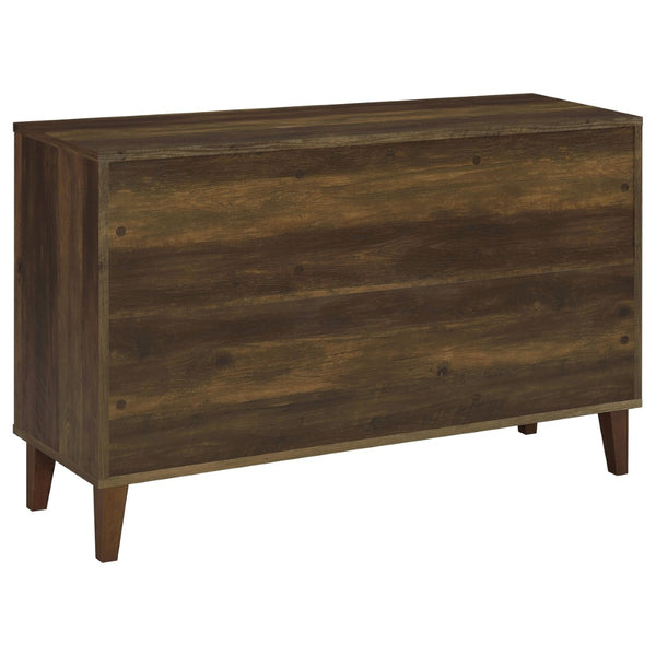 English Elm Brommer Slatted Door Hardwood Sideboard Cabinet with Tapered Legs for Dining Rooms B062P451809