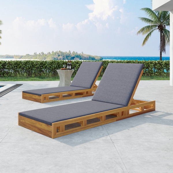 English Elm Christopher Knight Home® - Lounge Chaise Set - Elegant Acacia Wood With Water-Resistant Cushions For Ultimate Outdoor Comfort N770P272405T_N770P253018G