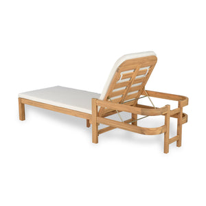 English Elm Christopher Knight Home® - Outdoor acacia chaise lounge with adjustable recline, durable hardwood frame and water‑resistant cushion comfort Cream Color,Light Teak 52.25 L x 28.5 W x 8.75 H N776P266158C