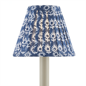 Block Print Navy Pleated Chandelier Shade