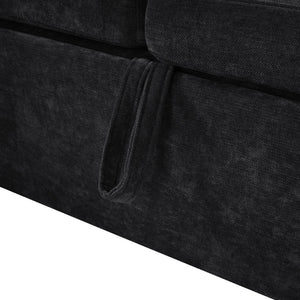 English Elm Sectional L-Shaped Sofa Bed With Storage & Guest Sleeper - Modern Chenille Upholstered Comfort N719S002070B-GIGA