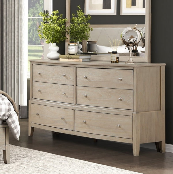 English Elm Classic Farmhouse Six Drawer Dresser Solid Wood Beige Finish Bedroom Storage B011P435297