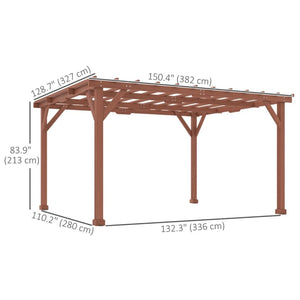 English Elm Garden Fir Wood Pergola with Open Lattice Roof for Backyard Patio Entertaining T3971S00175