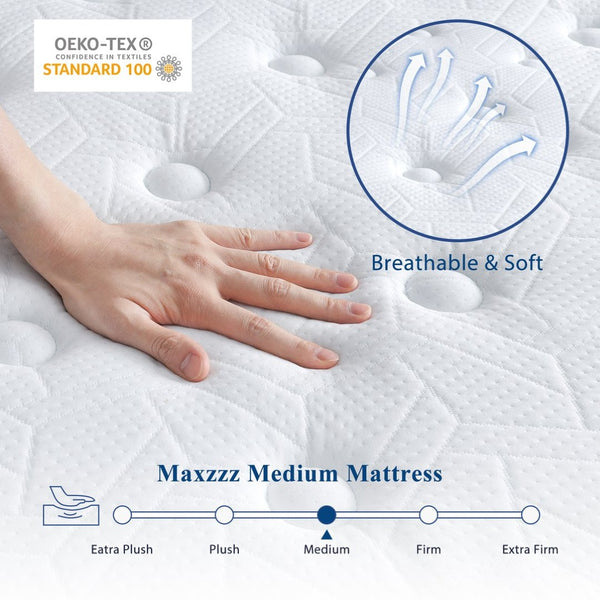 English Elm Queen Hybrid Mattress 12 Inch Pocketed Coils Memory Foam Pressure Relief Sleep B2716P329747