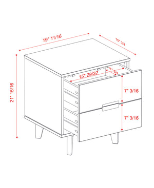 English Elm Walker Edison - Mid-Century Solid Pine 2-Drawer Nightstand White – Versatile Side Table with Cutout Handles and Storage B185P168918