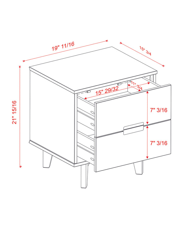 English Elm Walker Edison - Mid-Century Solid Pine 2-Drawer Nightstand White – Versatile Side Table with Cutout Handles and Storage B185P168918