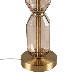 English Elm Faceted Glass Table Lamp with Gold Accents, Sculpted Faceted Base, 26.5"H Statement Lighting Brown 17.25 L x 16 W x 16 H B035P264526