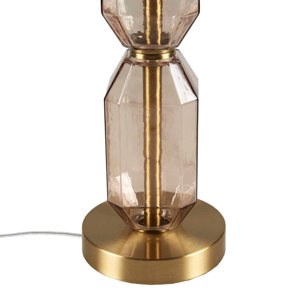 English Elm Faceted Glass Table Lamp with Gold Accents, Sculpted Faceted Base, 26.5"H Statement Lighting Brown 17.25 L x 16 W x 16 H B035P264526