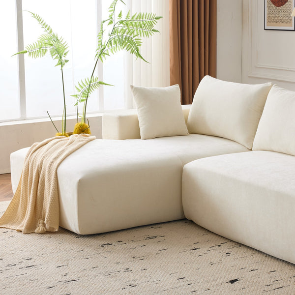 English Elm 108*68 Extra-Deep Modular Chenille Sofa - Cloud Comfort For 4, Fully Assembled White Sectional W1829S00060