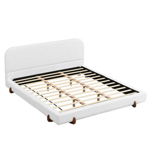 English Elm Unique White Fabric Upholstered California King Bed with Solid Rubberwood Legs N769C460502W