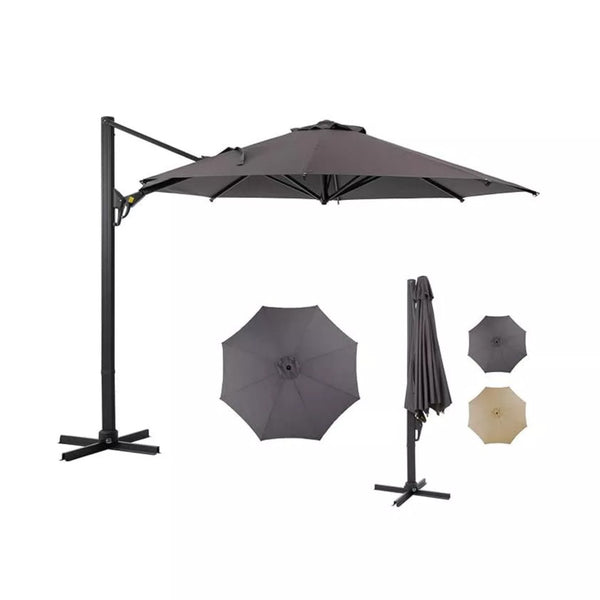 English Elm 11 Ft Cantilever Patio Umbrella Upf 50 Plus Aluminum Pole with Foot Pedal Rotation B082P454950