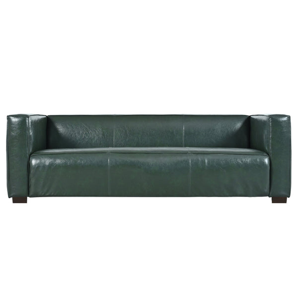 English Elm Christopher Knight Home® - 3 Seater Sofa Green PU Upholstered Tuxedo Design with Birch Wood Legs — Contemporary Comfort, 66.25"L N770P271853G