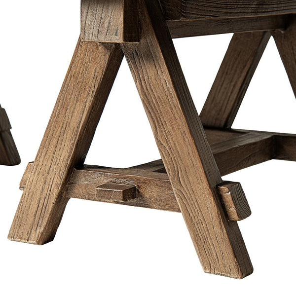 English Elm Hawthorne Reclaimed Elm Trestle Coffee Table Solid Wood Farmhouse Living Room Accent Brown B2719P474449