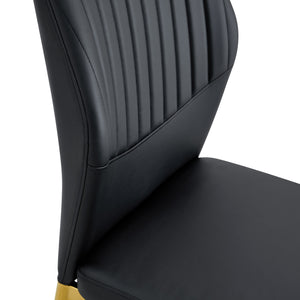 English Elm Luxury Dining Chair Set Of 4 - Modern Black Pu Upholstery With Gold Legs For Stylish Comfort W1151P282688