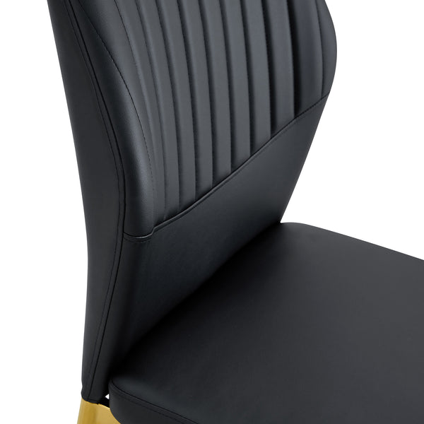 English Elm Luxury Dining Chair Set Of 6 - Black Pu Upholstery With Gold Metal Legs For Modern Elegance & Comfort W1151P282698