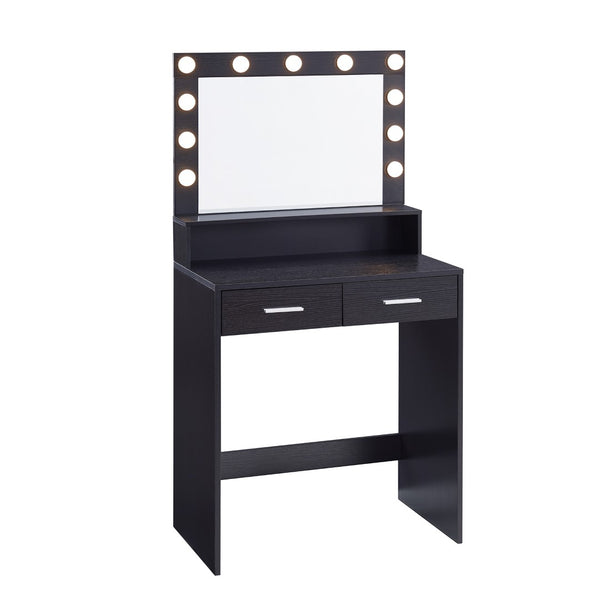 English Elm Vanity Desk With Mirror & Adjustable Lights, Spacious 2-Drawer Dresser For Organized Makeup Routine W2386P369671-GIGA