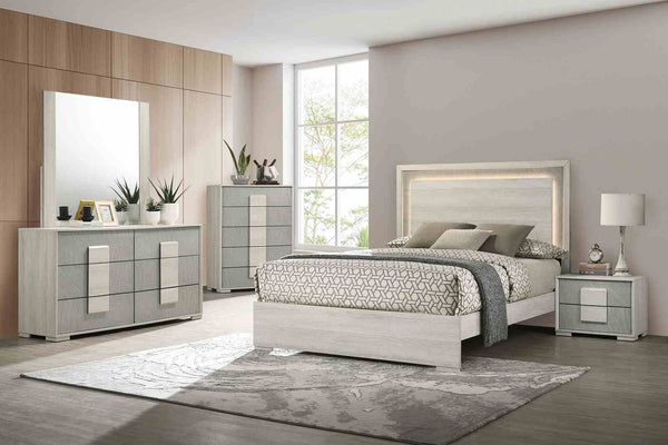 English Elm Contemporary Glam Nightstand Glossy White Lacquer Chrome Legs Dovetail Drawer Bedroom B2741P435291