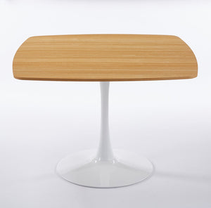 English Elm 42 42 Inch Square Dining Table Mid-Century Tulip Design for 4-6, Sturdy Metal Pedestal Base, Easy Assemble Oak W3766P370364