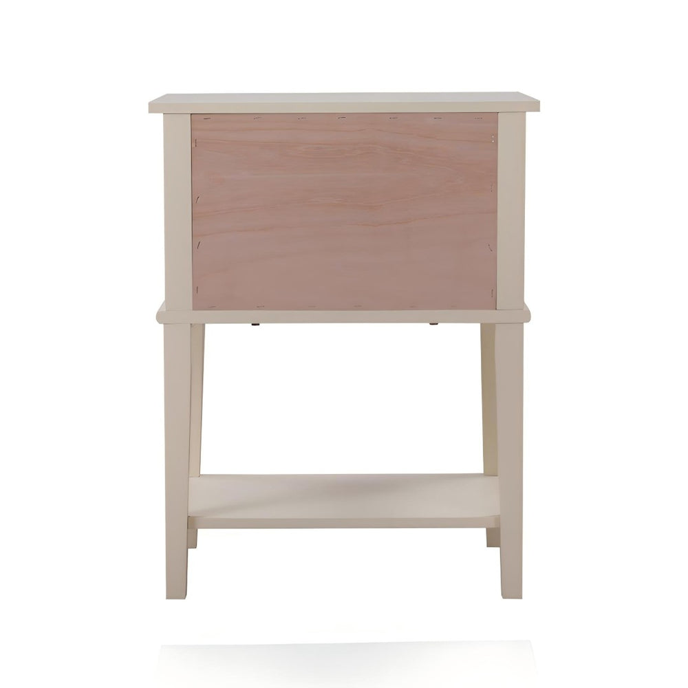 English Elm Stylish Beige Nightstand - Modern Open-Shelf Design, Compact & Functional For Any Bedroom Decor B078112100-GIGA