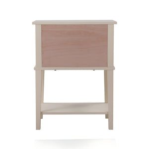 English Elm Stylish Beige Nightstand - Modern Open-Shelf Design, Compact & Functional For Any Bedroom Decor B078112100-GIGA