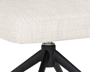 Sunpan Bretta Swivel Dining Chair - Stylish Performance Fabric with Durable Black Iron Base for Modern Spaces Moto Stucco