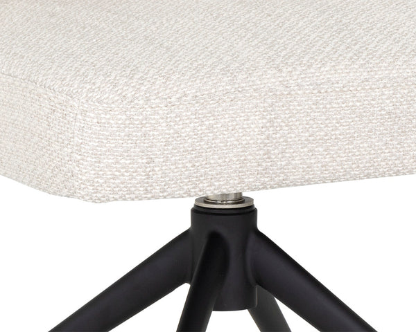 Sunpan Bretta Swivel Dining Chair - Stylish Performance Fabric with Durable Black Iron Base for Modern Spaces Moto Stucco