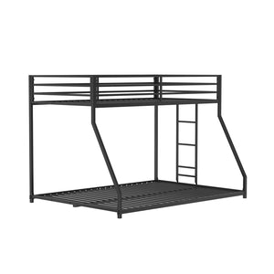 English Elm Contemporary Twin-Over-Full Metal Bunk Bed with Attached Ladder, Durable Industrial Frame, Guest-Ready Design Matte Black 81 L x 15 W x 7 H B2741P391246
