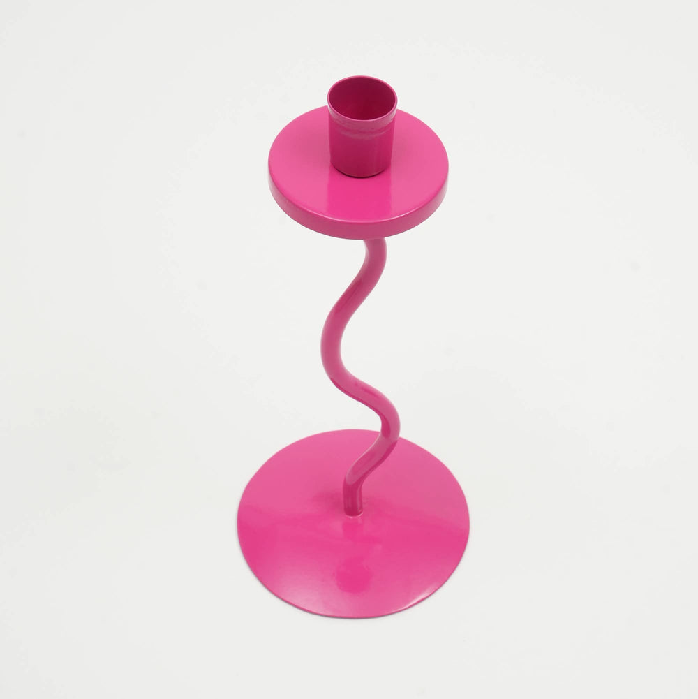 English Elm Candle Groovy Glow Pink Metal Holder 5x5x11 in Floral Modern Accent — Trendy, Warm Ambiance Decor B346P356185