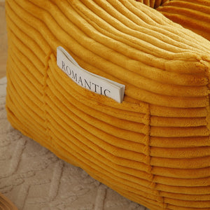 English Elm Giant Plush Bean Bag Chair with Armrests and Footstool for Ultimate Comfort, Durable Corduroy Lounge Sofa Yellow W1117P309392