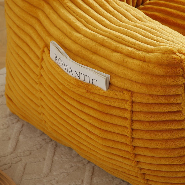 English Elm Giant Plush Bean Bag Chair with Armrests and Footstool for Ultimate Comfort, Durable Corduroy Lounge Sofa Yellow W1117P309392