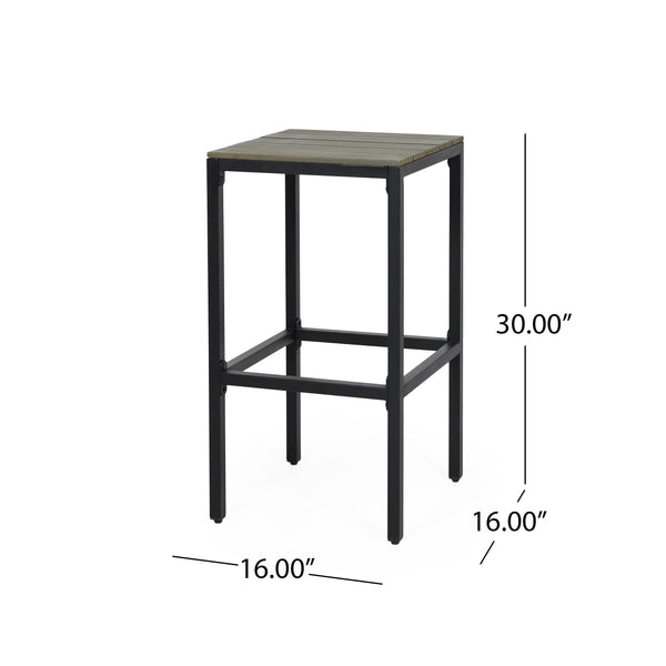 English Elm Christopher Knight Home® - EZRA Outdoor Acacia Bar Stool Set of 2 — Handcrafted Teak Finish Wood Tops, Sturdy Iron Frames Black+Grey 70262.00GRY