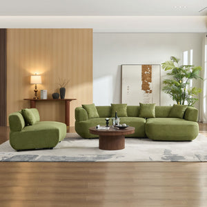 English Elm 155.91 Inch Modular Curved Sectional Sage Green Quilted Polyester Sofa for Living Room W2582S00197
