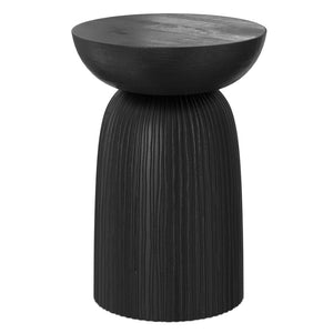 English Elm Boyd Carved Mango Wood Accent Table Matte Black Lacquer Sculptural Side Stand B136P414660