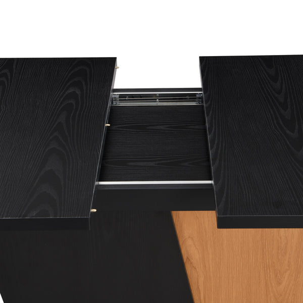 English Elm 61.81 Extendable Dining Table with Geometric Metal Base, E2 MDF Durable Top, Sleek Modern Design Black+Brown W2317P251939