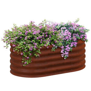 English Elm Outsunny 3.5' X 2' Galvanized Metal Raised Garden Bed Kit - Durable Elevated Planter For Flowers & Herbs W2225P174440-GIGA