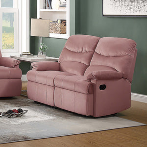 English Elm Recliner Velvet Tufted Loveseat with Manual Side Handle, Plush Arm Pillows for Ultimate Comfort and Style Pink 53 L x 30 W x 26 H B089P240500