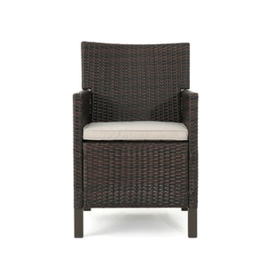 English Elm Christopher Knight Home® - CYPRESS Wicker Outdoor Dining Chair with Water-Resistant Cushion, Durable Weatherproof Patio Seating Brown Multi 32.5 L x 23.3 W x 14 H 61562.00MBRN