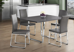 English Elm Dining Table, 60" Rectangular Grey Laminate With Chrome Legs - Modern Centerpiece For Any Space B2710P286990