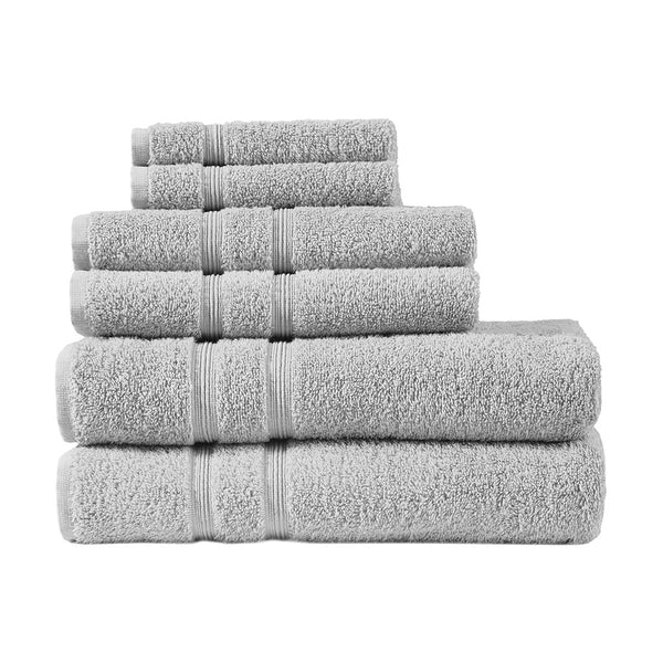 JLA Home 510 Design - 100% Turkish Cotton Aegean 6-Piece Towel Set – 500gsm lightweight, quick-dry, SILVADUR™ antimicrobial protection Grey 5DS73-0234