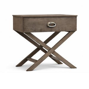 English Elm Xavier Washed Gray Wood Nightstand with Embossed Drawer and Nickel Hardware B078P474885
