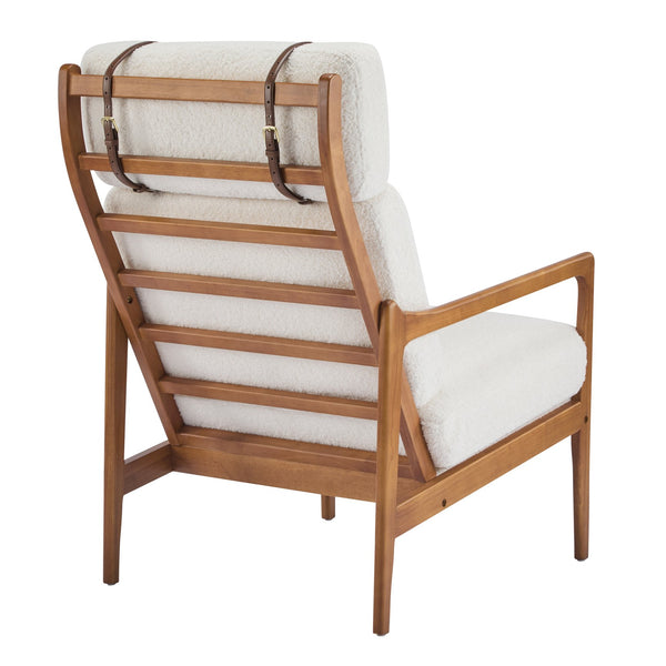 English Elm Christopher Knight Home® - Mid Century Modern Accent Armchair – Ergonomic High Back Lounge Chair With Beige Boucle Cushion Comfort N767P298391I