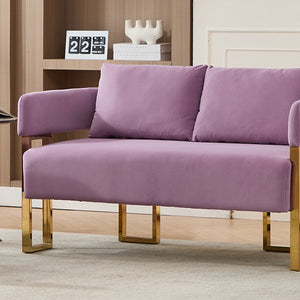 English Elm TS Modern decorative chair with teddy fleece upholstery, ergonomic sponge cushion and gold legs for luxe comfort and style Lilac W2311P364627