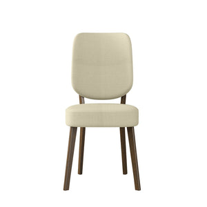 English Elm Dellers Mid-century Upholstered Dining Chair Set Walnut Tapered Legs Foam Cushion Oatmeal B127P495084