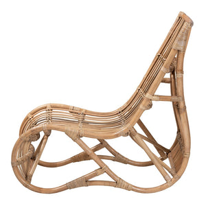 English Elm Modern Rattan Openwork Lounge Chair Bohemian Woven Frame for Eclectic Living Rooms B2750P470070