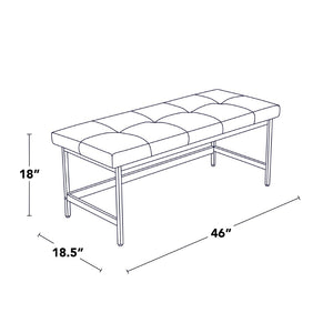 English Elm Bench Upholstered in Faux Leather with Powder Coated Frame for Bedroom or Entryway Black,Camel B202S02135