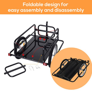 English Elm Aosom Steel Bike Cargo Trailer Foldable Flatbed Cart with 88 Lb Capacity Hitch W2225P200824