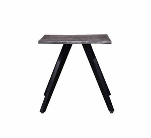English Elm Modern Square End Table Acacia Wood Top with Angular Metal Legs, Durable 24" Cube Accent Sofa Table Gray/Black B2741S00011